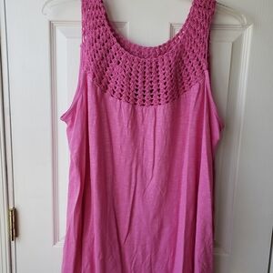 Lane Bryant Pink Smocked Sleeveless Tank Top
